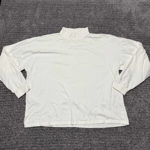 Mercedes-Benz Mens Mock Neck Long Sleeve T-Shirt XL White Vintage Embroidered